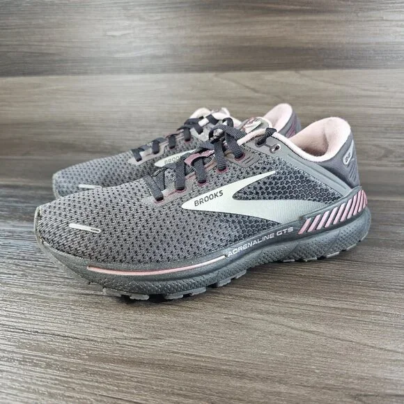 Brooks Adrenaline 22 GTS Rose Gray Shoes Sneakers 1203531B015 - Women's Size 10 - Picture 1 of 16